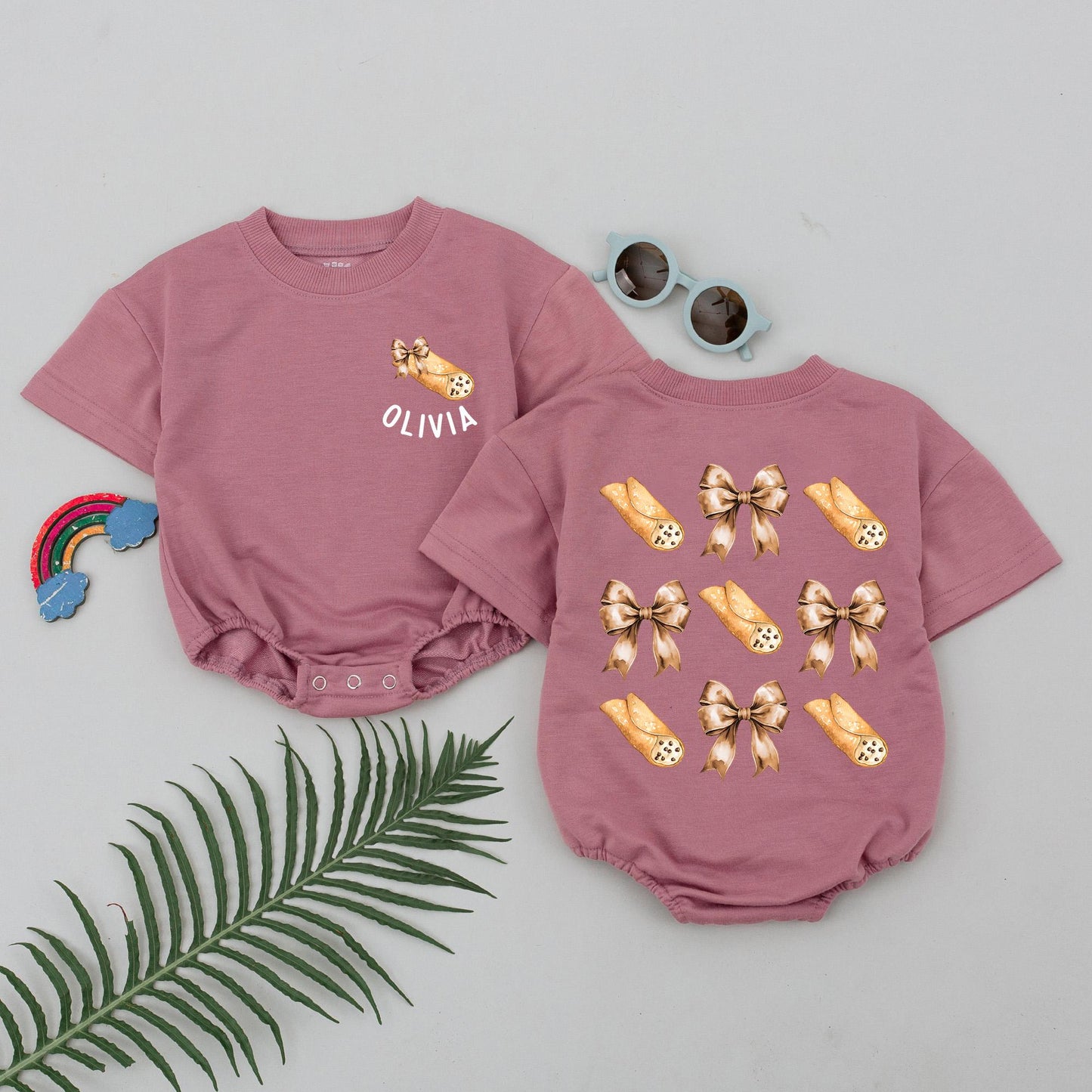 Olivia's Little Cannoli Romper: Sweet Italian Treat! Cute Bow Pastry Baby Bodysuit, Foodie Newborn Outfit, Shower Gift, Minimalist Design 135