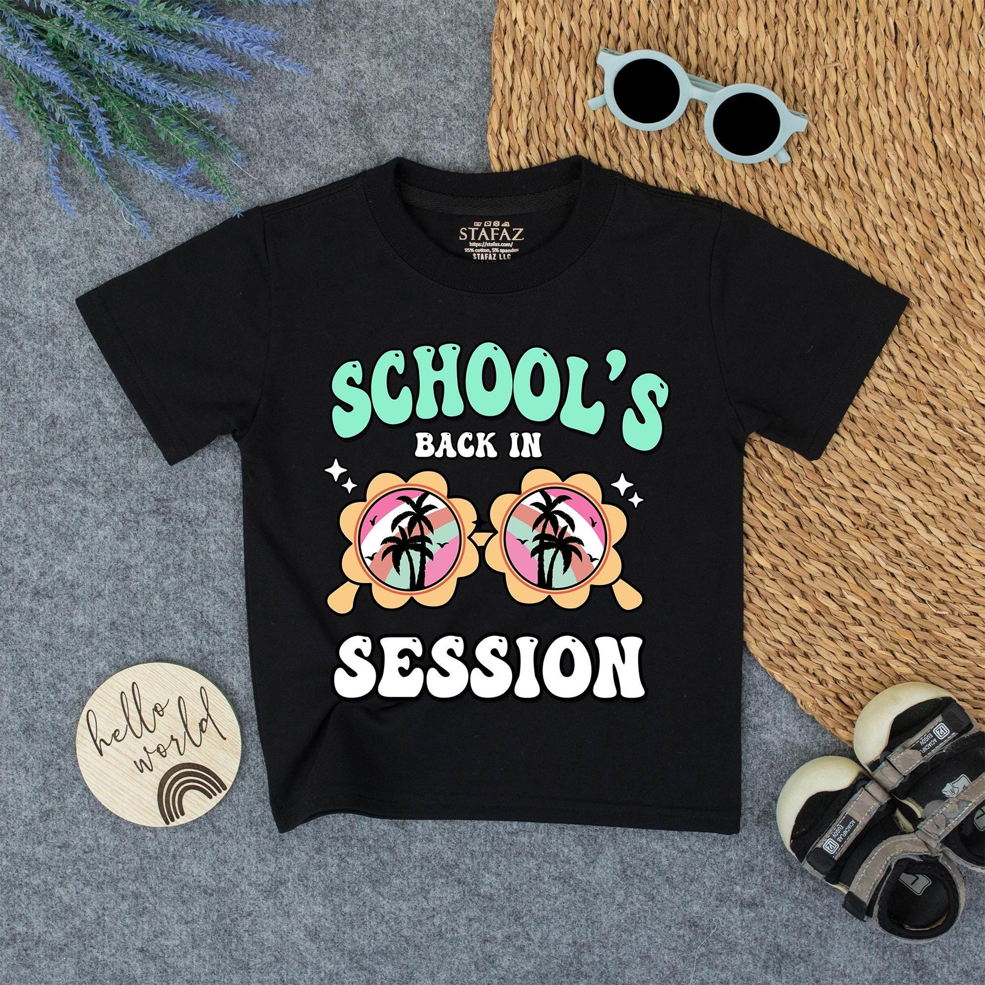 Groovy Back to School Shirt, Retro Sunglasses Tee for Kids, School's Back In Session Toddler Tee, First Day Outfit, Fun Beach Vibes, Colorful Design