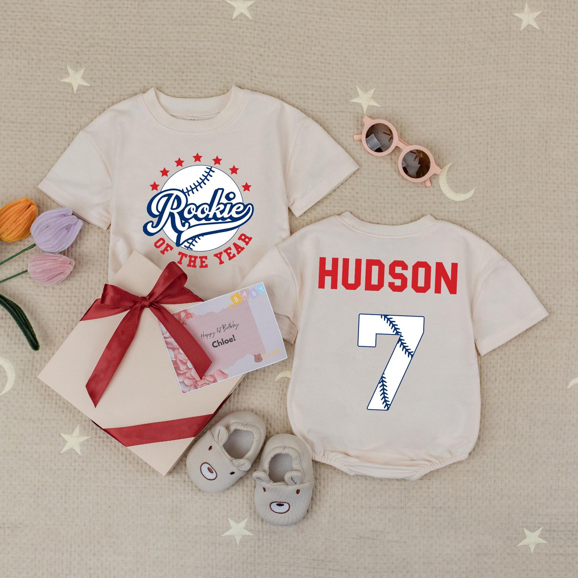 Custom Rookie of the Year Baseball Birthday Romper Personalized Name Baby Sports First Birthday Party Outfit Cute Rookie Bodysuit
