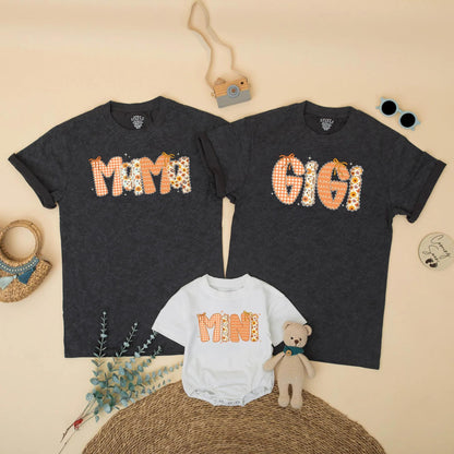 Fall Mama and Mini Matching Outfit, Autumn Thanksgiving Shirts, Floral Gingham Family Tees, Mommy and Me Clothes, Cute Bow Design, Gift for Mom 137 chars