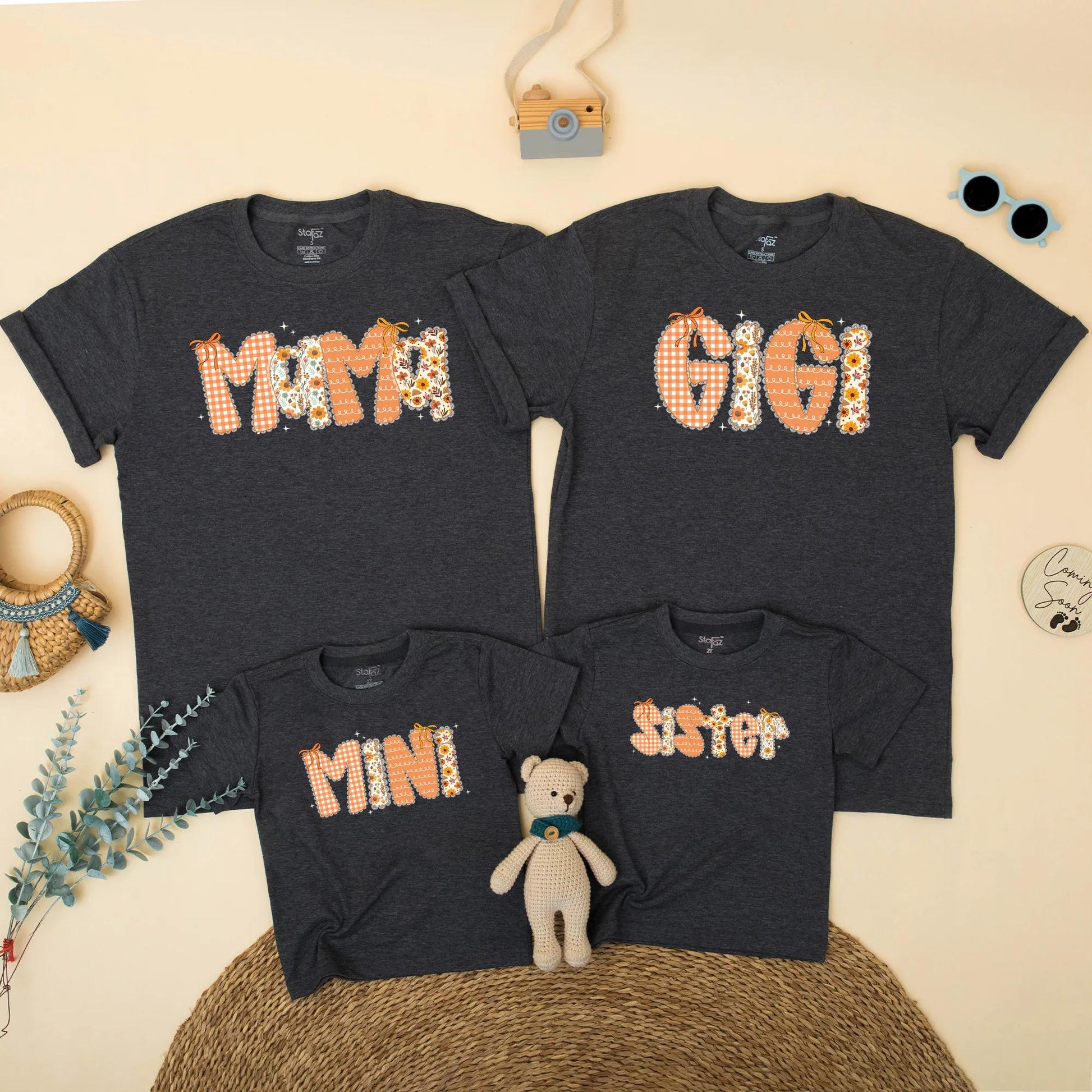 Fall Mama and Mini Matching Outfit, Autumn Thanksgiving Shirts, Floral Gingham Family Tees, Mommy and Me Clothes, Cute Bow Design, Gift for Mom 137 chars