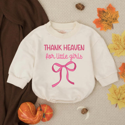 Thank Heaven for Little Girls Romper Pink Ribbon Jesus Gift Baby Girl Outfit Toddler Christian Shower Present