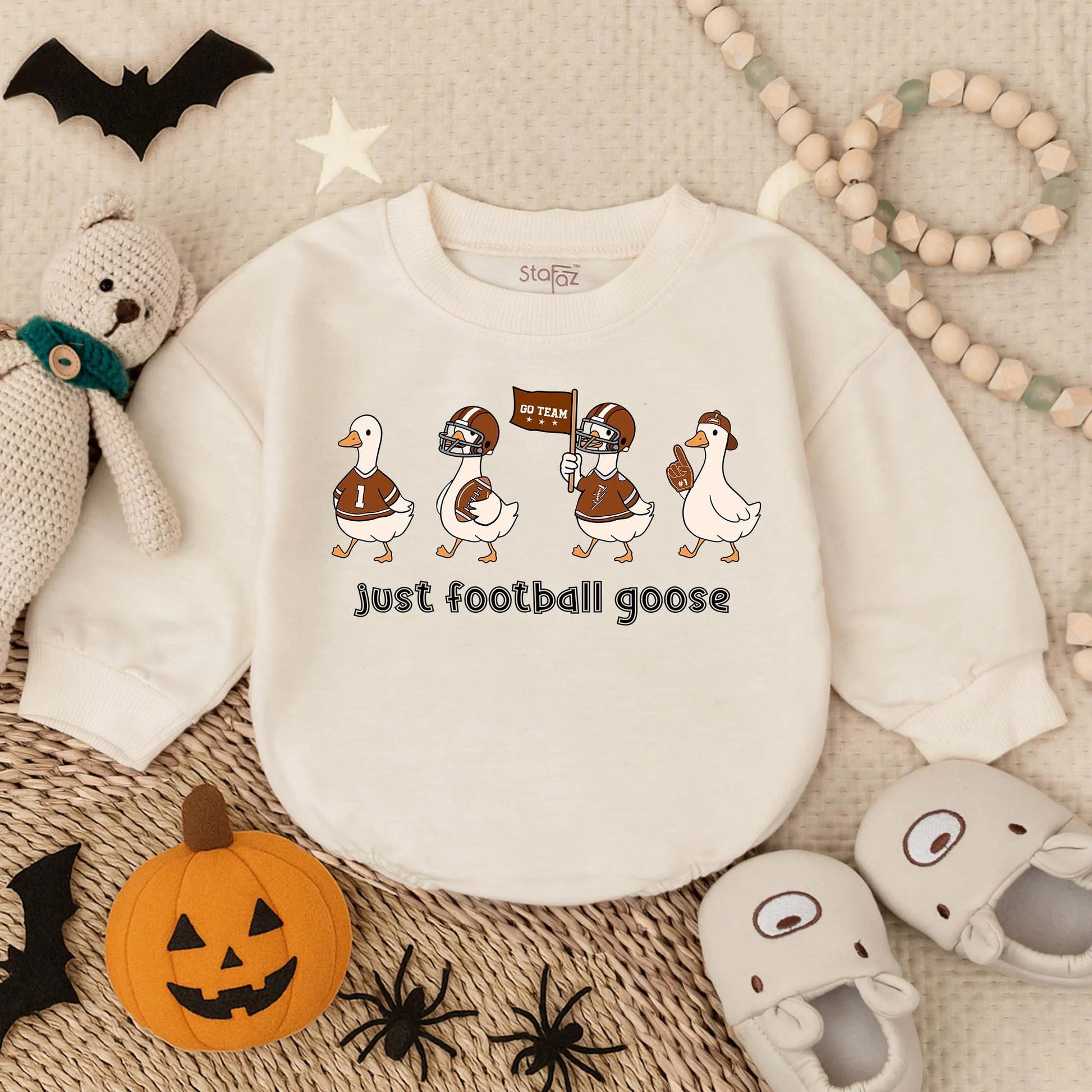 Go Team Football Goose Romper for Baby & Toddler, Cute Cartoon Game Day Outfit, Just Football Goose Tee, Future Football Star Soft Cotton Fall Clothes 135