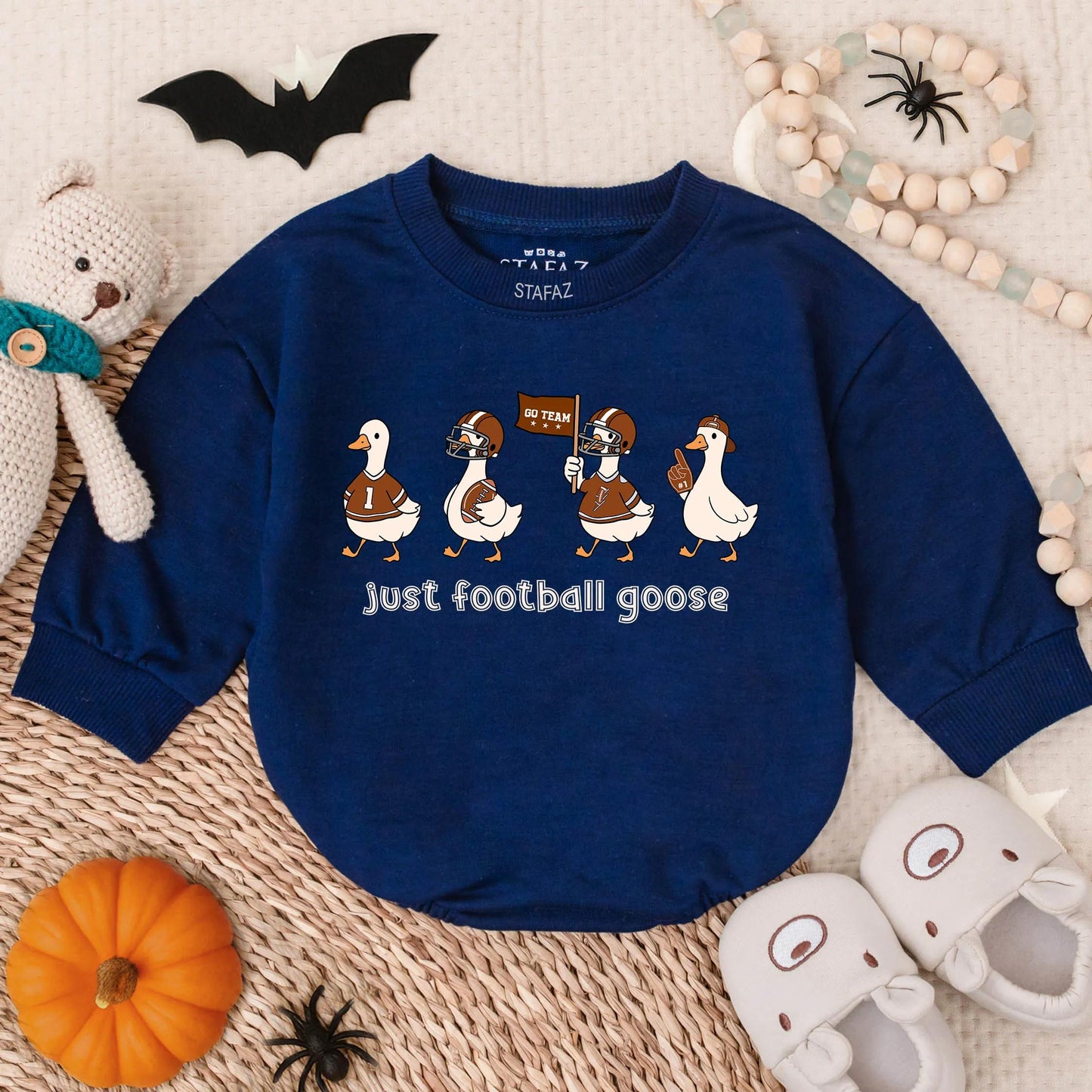 Go Team Football Goose Romper for Baby & Toddler, Cute Cartoon Game Day Outfit, Just Football Goose Tee, Future Football Star Soft Cotton Fall Clothes 135