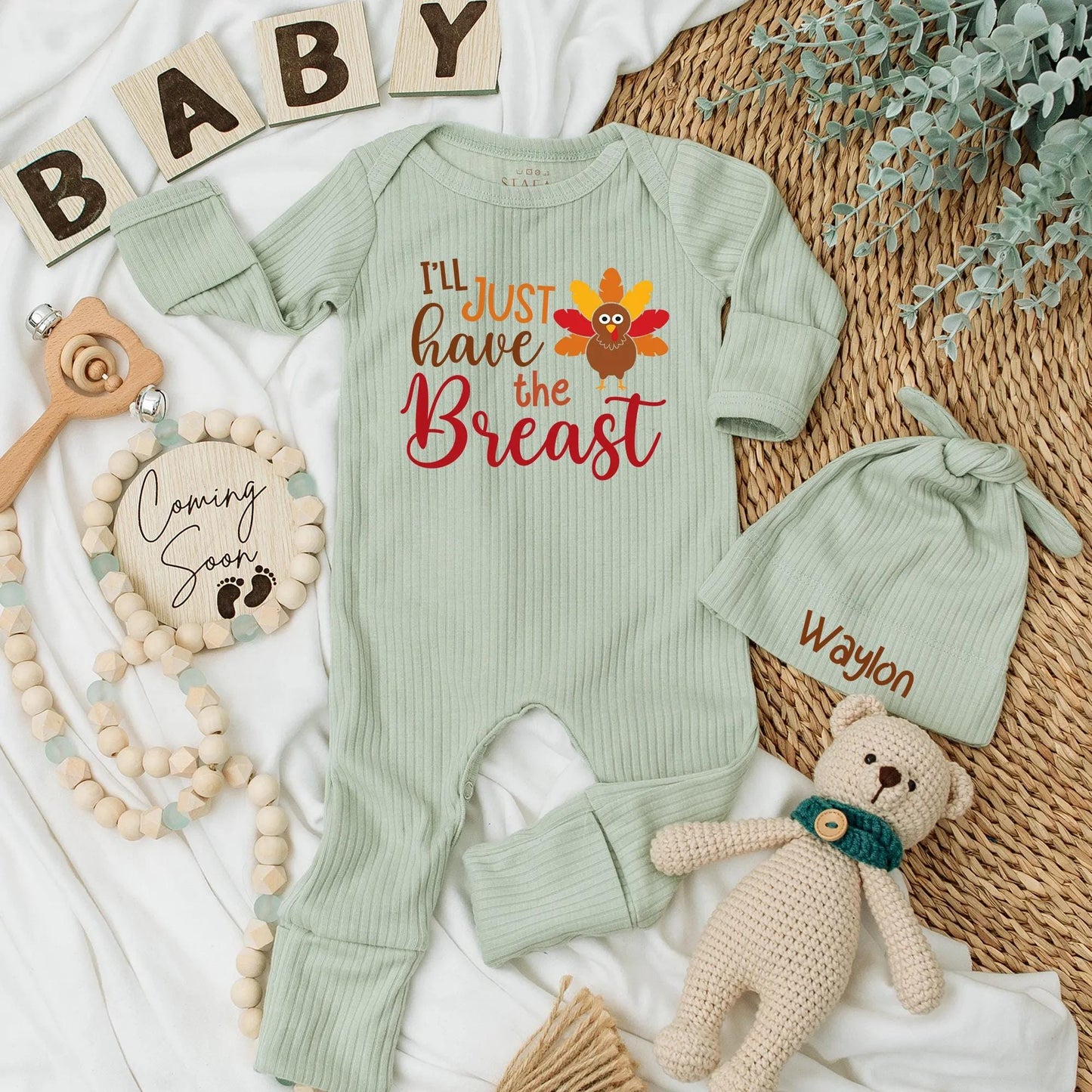 I'll Just Have the Breast Thanksgiving Baby Bodysuit, Cute Turkey Fall Newborn Romper Gift, Funny Baby Clothes for Fall