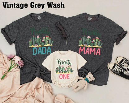 Prickly ONE Cactus 1st Birthday Shirt, Matching Family Outfit, Cute First Birthday Gift, Green & Pink Cactus Theme Party, Personalized Baby Tee 137 chars