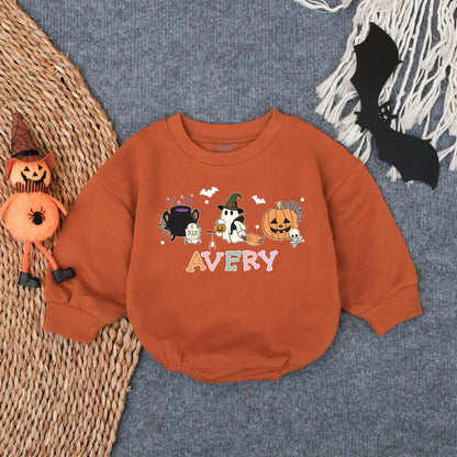 Personalized My First Halloween Romper Cute Spooky Baby Outfit with Ghost, Pumpkin & Bats Goose Baby Clothes Halloween Gift Baby Shower 137 chars