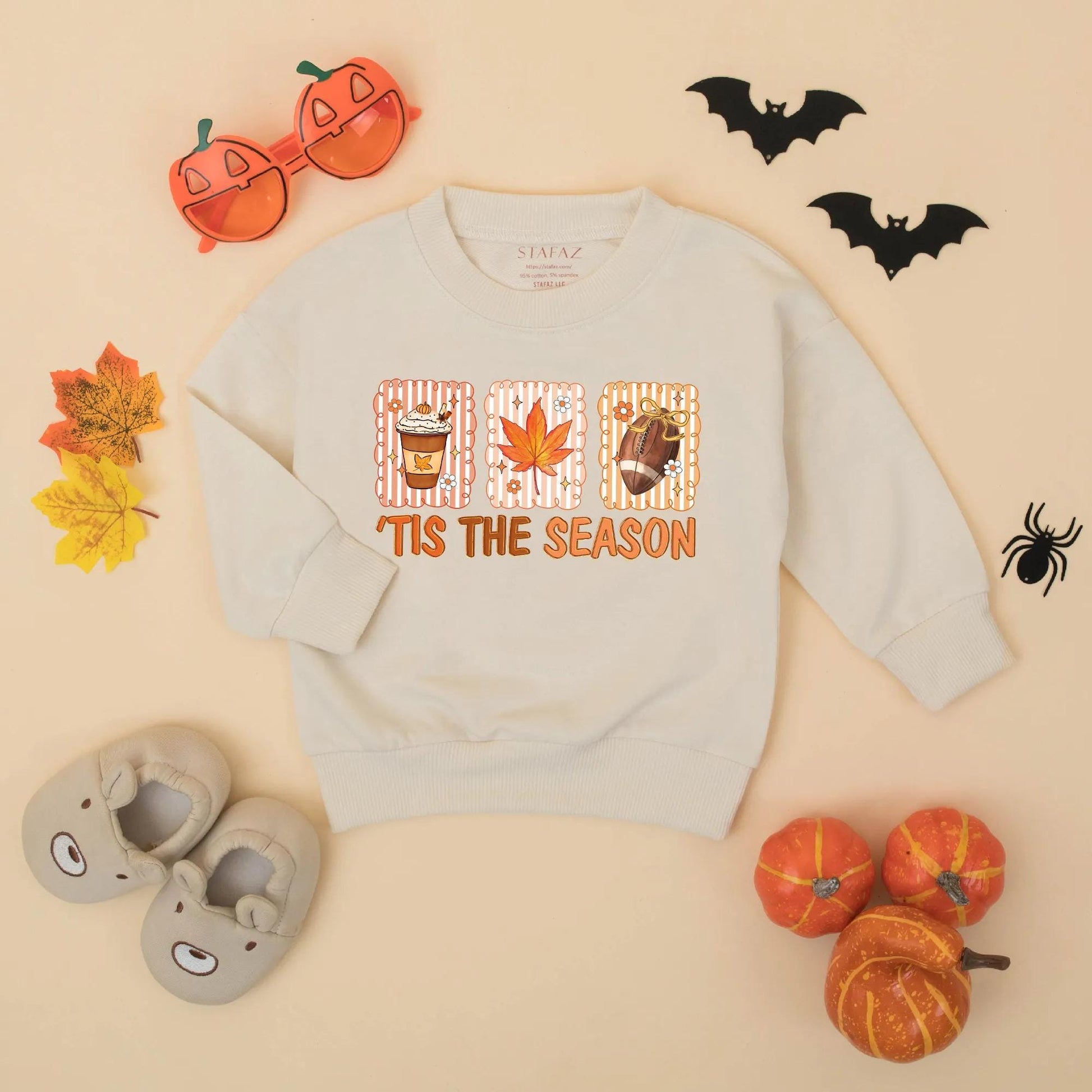 Tis The Season Baby Romper Retro Football Maple Leaf Pumpkin Spice Latte Fall Outfit Toddler Newborn First Thanksgiving Gift