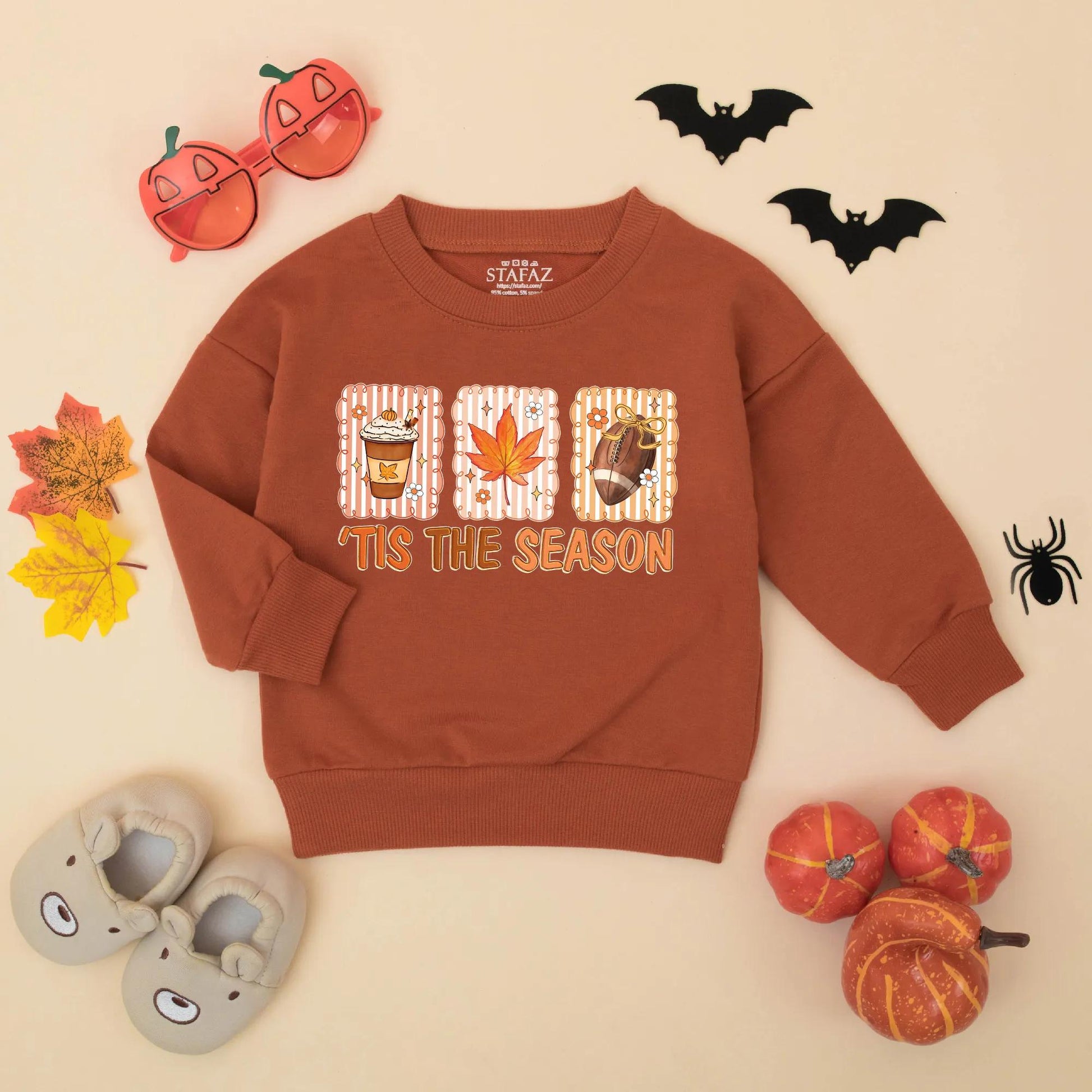 Tis The Season Baby Romper Retro Football Maple Leaf Pumpkin Spice Latte Fall Outfit Toddler Newborn First Thanksgiving Gift