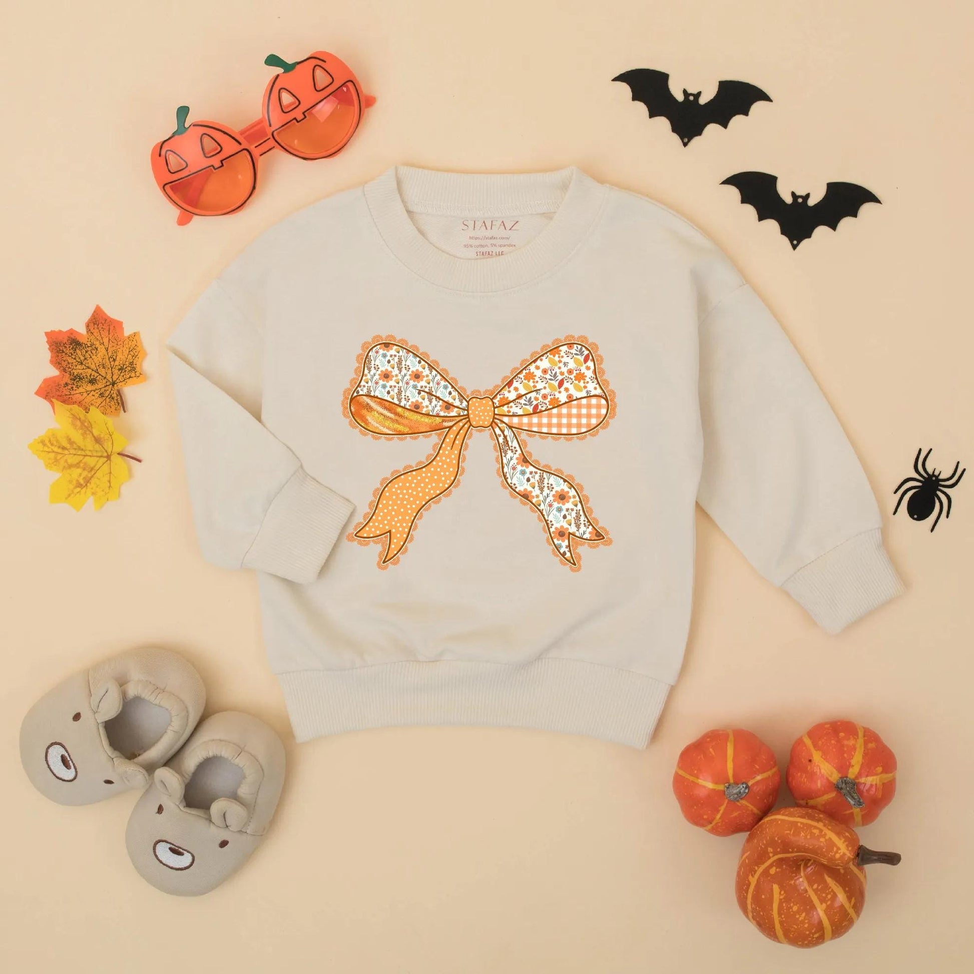 Fall Baby Girl Romper with Cute Thanksgiving Bow Outfit Autumn Bodysuit Orange White Brown Floral Polka Dot Gingham Lace Design My First Thanksgiving Baby Gift