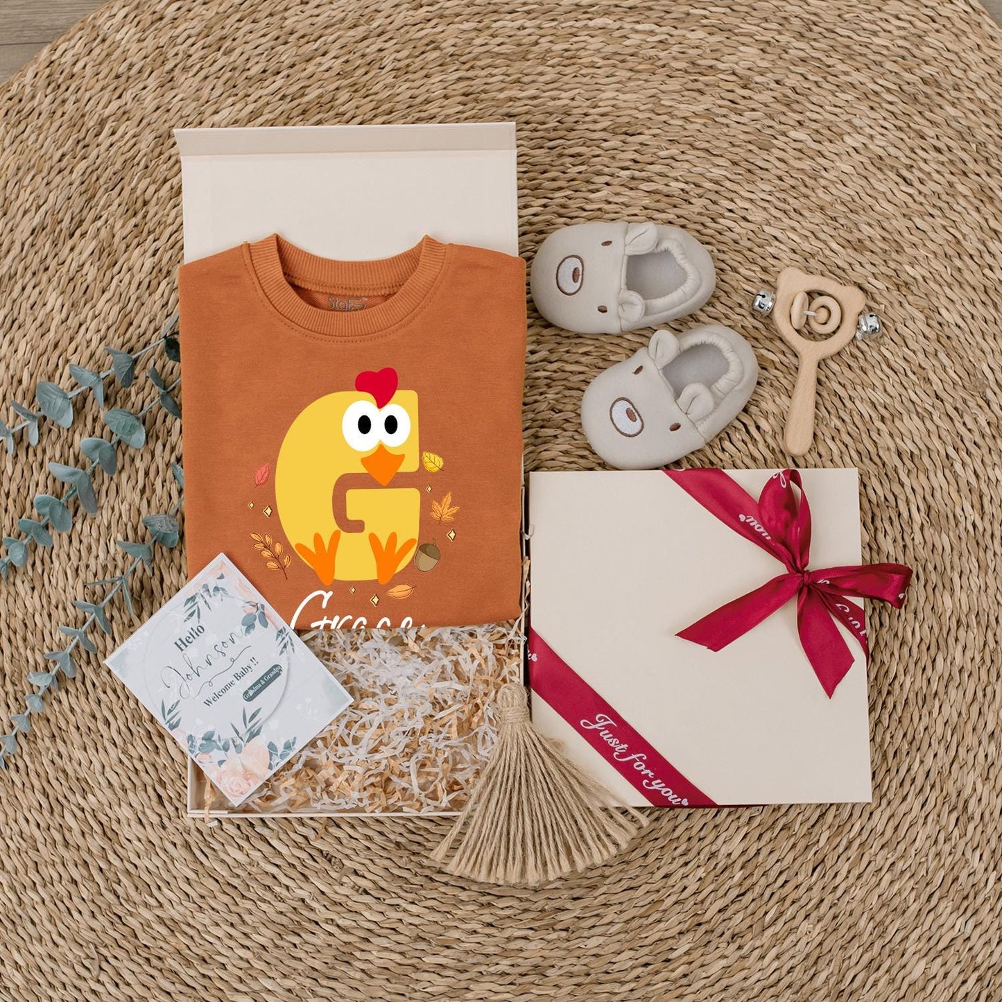 Amelia & Grace Personalized Baby Chick Fall Shirt, Thanksgiving Toddler Tee, Cute Yellow Autumn Outfit, Matching Family Fall Photo
