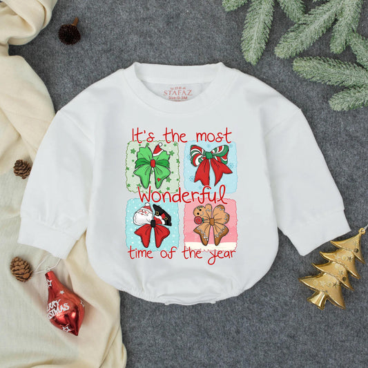 Wonderful Time of Year Christmas Romper Baby Outfit Santa Claus Gingerbread Man Holiday Newborn Clothes Festive First Christmas Bodysuit Shower Gift 137