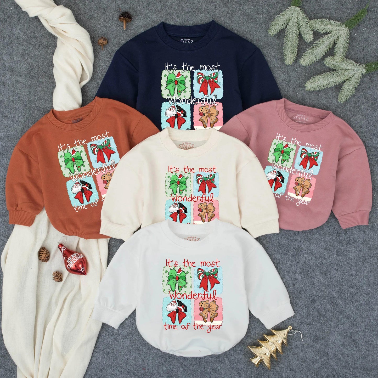 Wonderful Time of Year Christmas Romper Baby Outfit Santa Claus Gingerbread Man Holiday Newborn Clothes Festive First Christmas Bodysuit Shower Gift 137