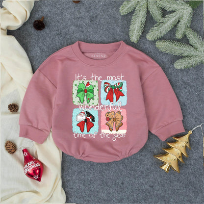 Wonderful Time of Year Christmas Romper Baby Outfit Santa Claus Gingerbread Man Holiday Newborn Clothes Festive First Christmas Bodysuit Shower Gift 137