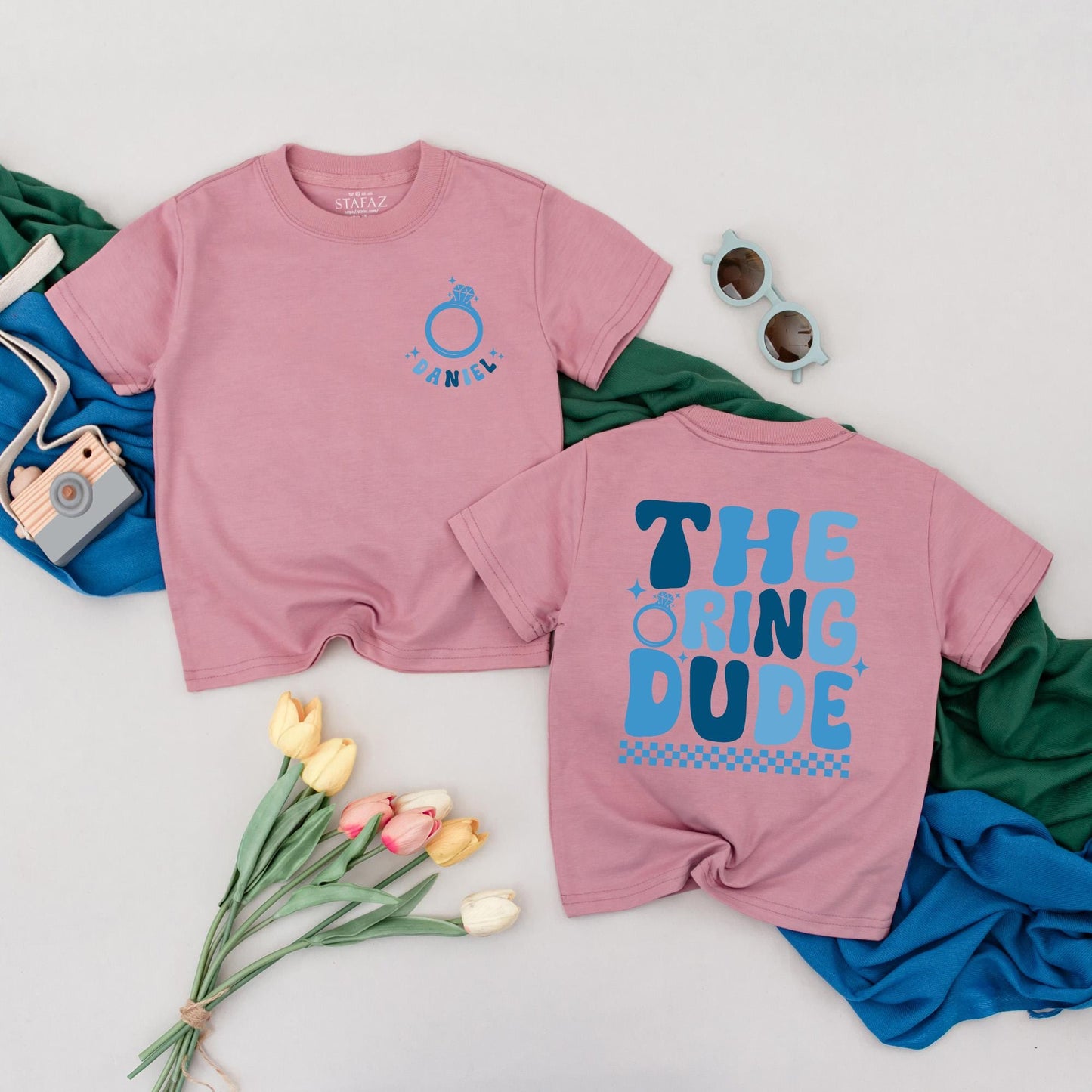 Personalized Ring Bearer T-Shirt: The Ring Dude Wedding Outfit for Boys & Toddlers, Custom Ring Security Tee, Proposal Gift, Bridal Party Shirt with Stars (139 chars)