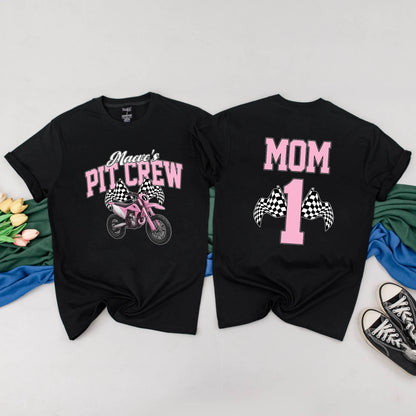 Maeve's Pit Crew Fast One Dirt Bike Birthday Girl Romper Mama & Me Matching Family Outfit 1st Birthday Outfit Pink
