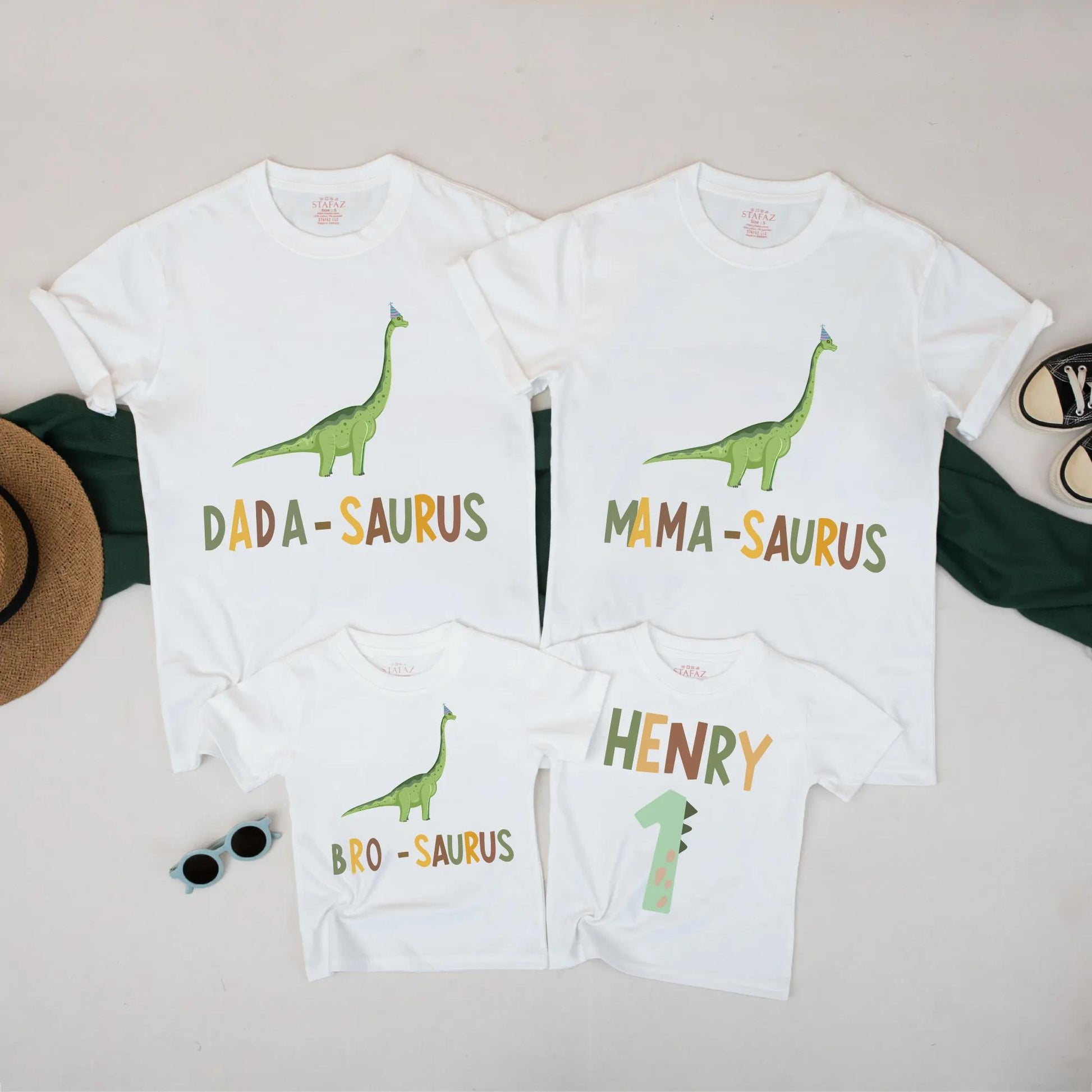 Dada-Saurus Family Matching 1st Birthday Shirts! Green Dino Outfit for One-Year-Old Boy, Matching Mama, Bro & Henry's Birthday Clothes, Comfy Cotton