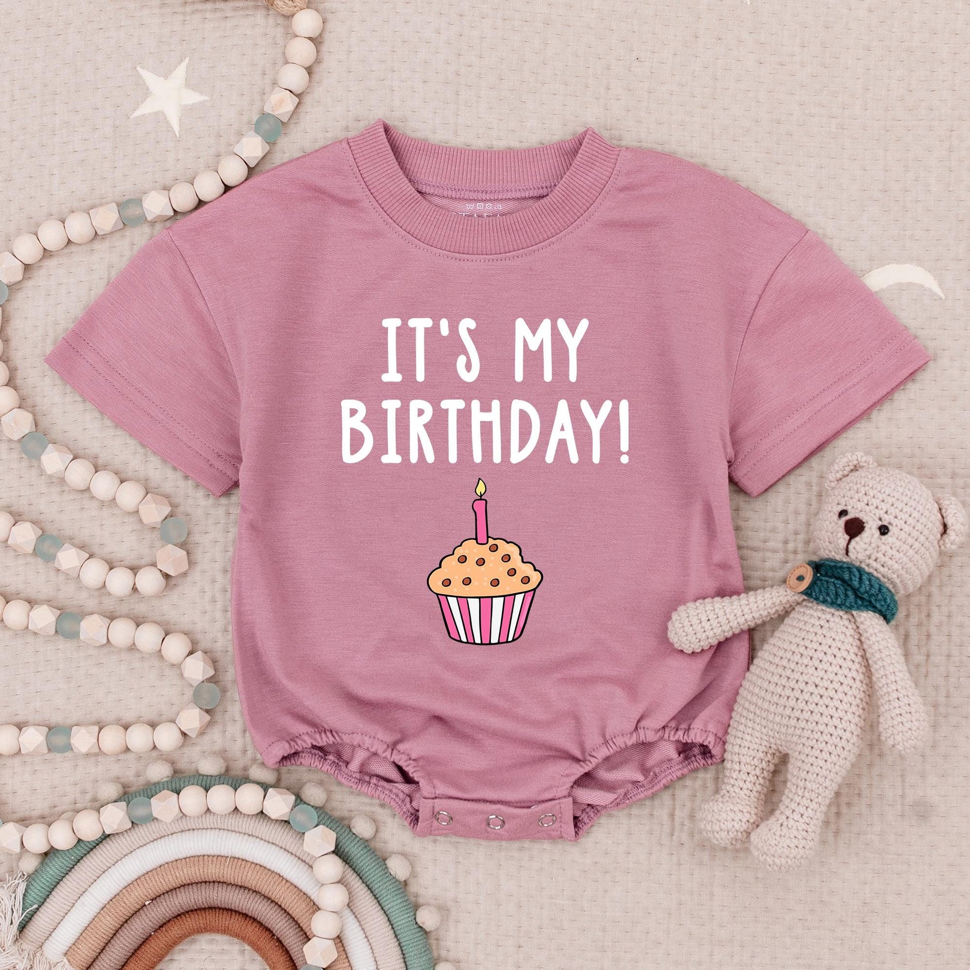 It's My Birthday! Funny Twins Baby Romper with Cupcake Design for First Birthday Boy Girl Cute Twin Outfits