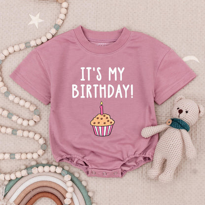 It's My Birthday! Funny Twins Baby Romper with Cupcake Design for First Birthday Boy Girl Cute Twin Outfits