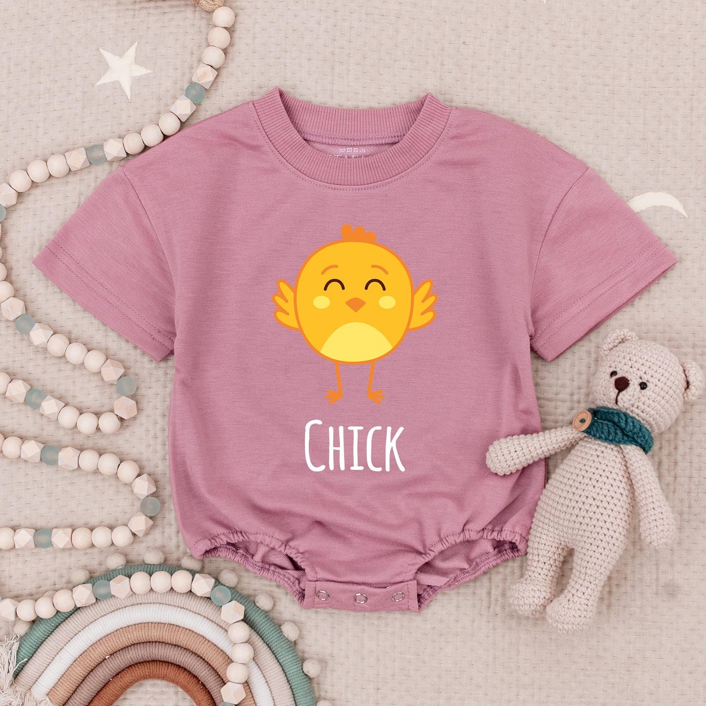 Cute Chick Magnet Twins Romper Set, Funny Baby Boy Bodysuit Matching Outfit, Playful Cartoon Design, Unique Twin Baby Shower Gift Set (138 chars)