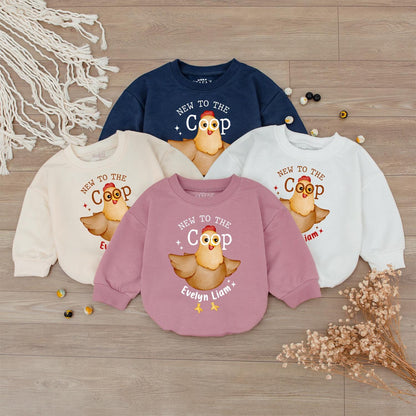 Personalized New To The Coop Baby Bodysuit, Cute Chicken Farm Outfit, Custom Name Newborn Gift, Baby Shower Present, Funny Chick Clothes 138chars