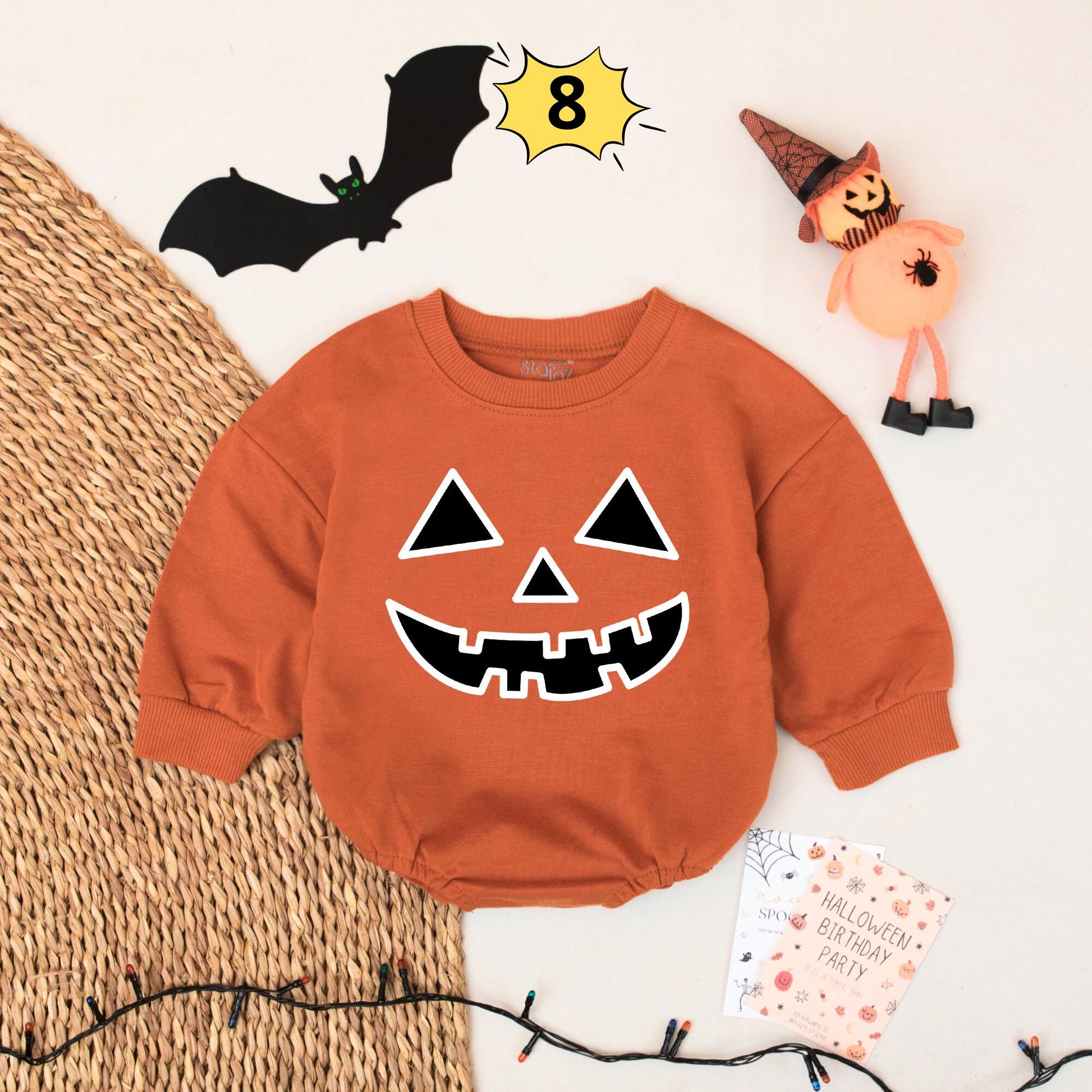 Personalized Thanksgiving Baby Romper Fun Retro Turkey Design with Teal Hair Orange Goggles & Thomas Name Brown Gold Beak Checkered Baby Gift