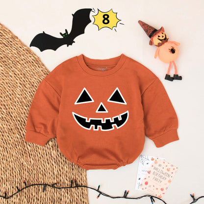 Personalized Thanksgiving Baby Romper Fun Retro Turkey Design with Teal Hair Orange Goggles & Thomas Name Brown Gold Beak Checkered Baby Gift