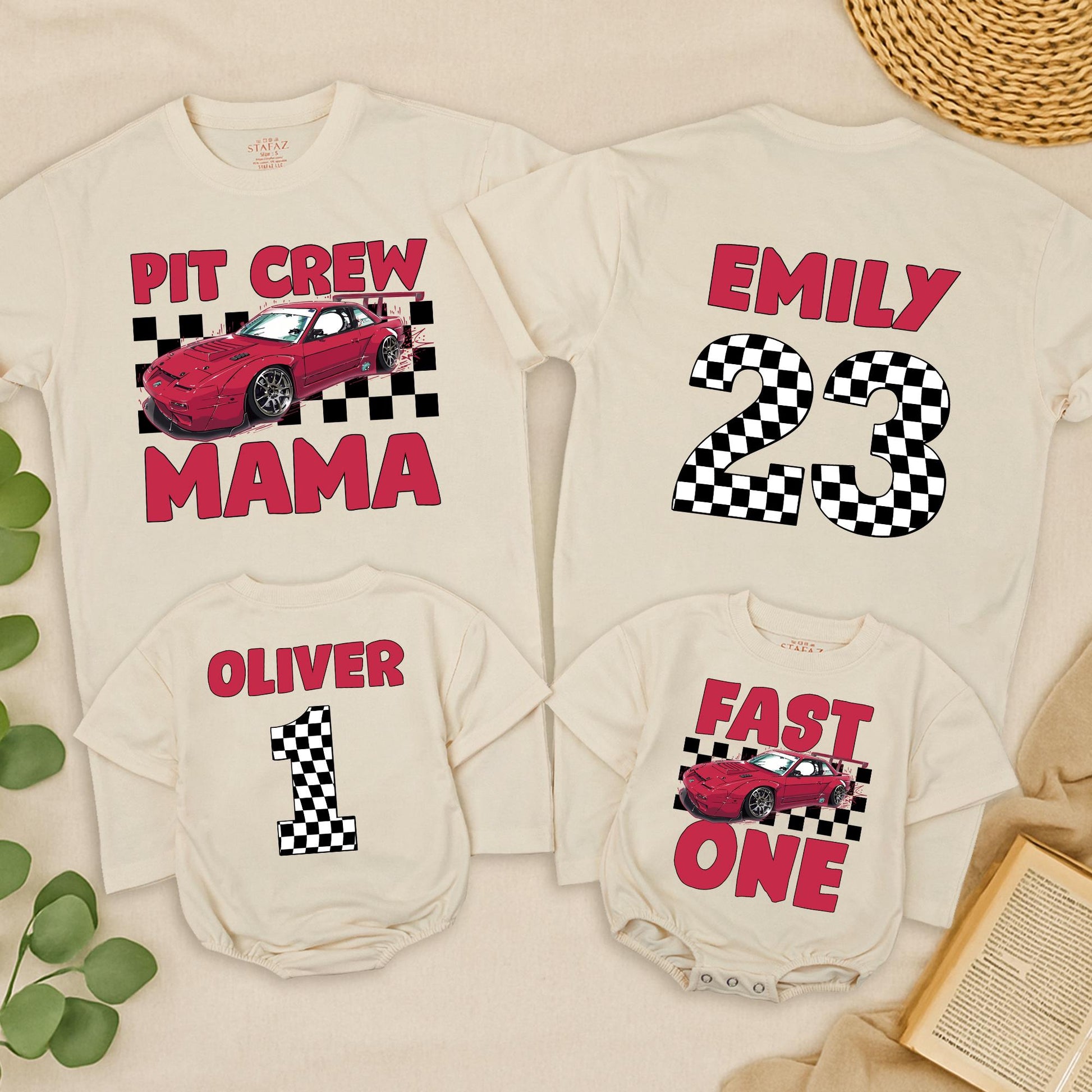Fast One Birthday Shirt for Boys & Girls | Car Race Theme Tee First Birthday Party Outfit Red Black White Cotton Comfortable