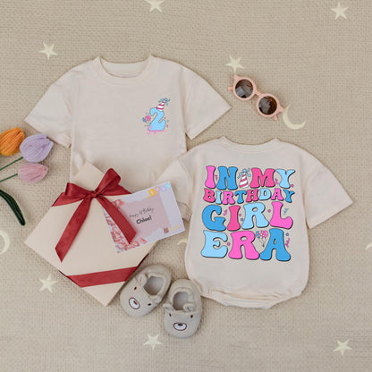 Birthday Girl Era Personalized Romper, Retro 2nd Birthday Outfit, Playful Baby Romper, Custom Birthday Toddler Shirt, Cake Smash Outfit, Fun Gift (139 chars)