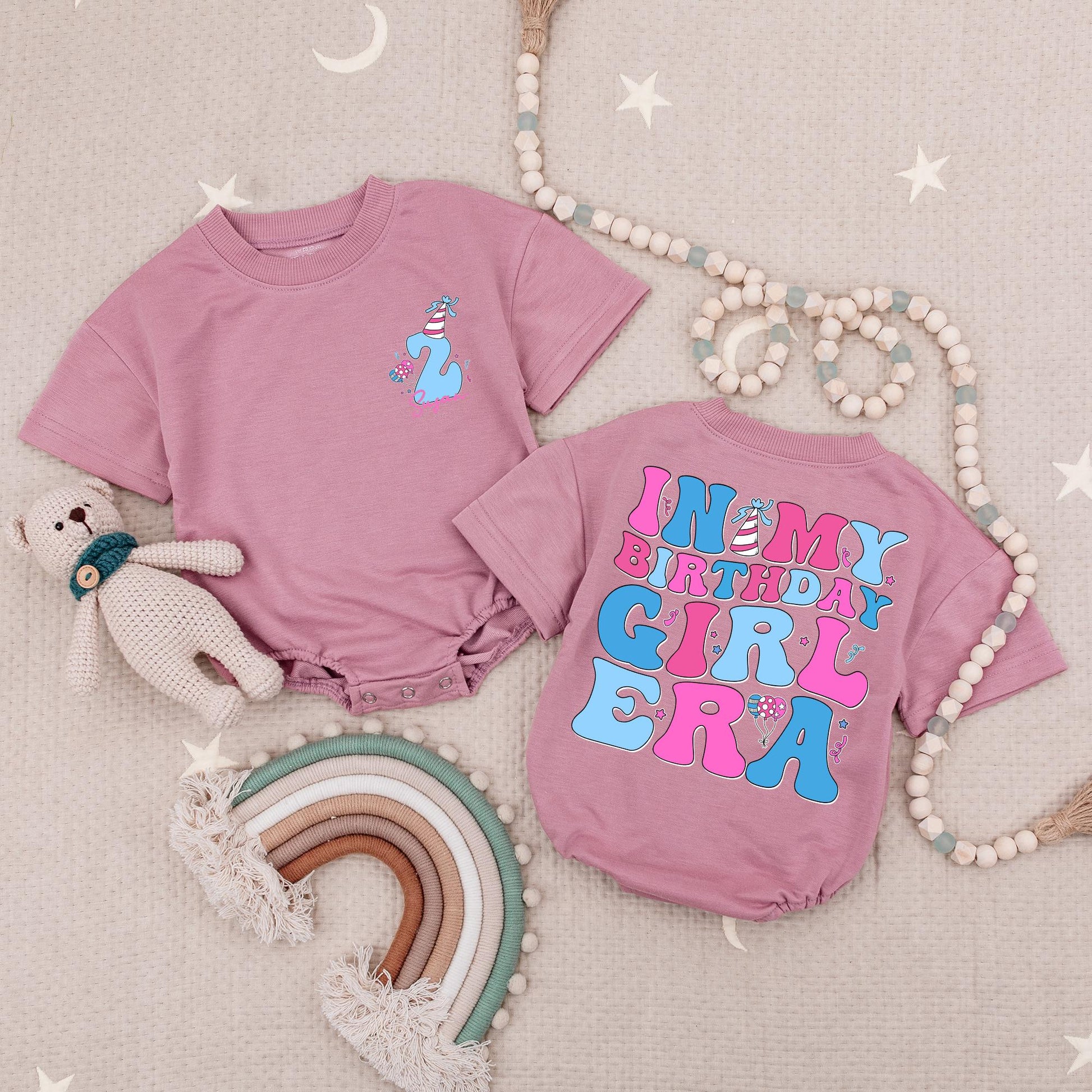 Birthday Girl Era Personalized Romper, Retro 2nd Birthday Outfit, Playful Baby Romper, Custom Birthday Toddler Shirt, Cake Smash Outfit, Fun Gift (139 chars)