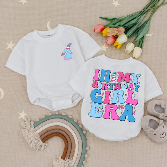 Birthday Girl Era Personalized Romper, Retro 2nd Birthday Outfit, Playful Baby Romper, Custom Birthday Toddler Shirt, Cake Smash Outfit, Fun Gift (139 chars)