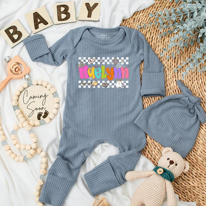 Personalized Raelynn Halloween Baby Bodysuit Retro Spooky Newborn Outfit Custom Name Baby Clothes First Halloween Gift