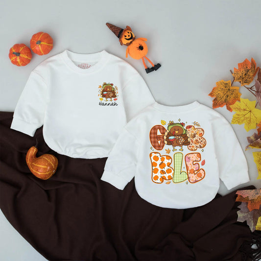 Personalized Gobble Baby Romper First Thanksgiving Outfit Custom Name Fall Bodysuit Little Turkey Clothes Girl Boy Festive