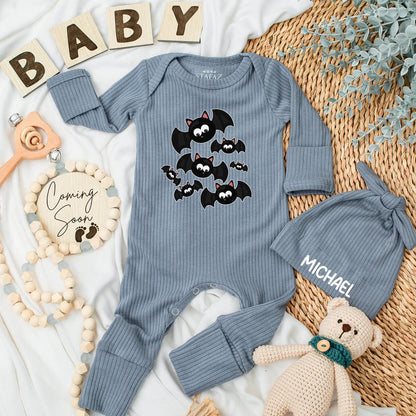 Cute Bat Cluster Halloween Baby Bodysuit Spooky Season Newborn Clothes First Halloween Baby Shower Gift Adorable Cartoon Design