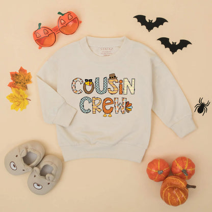 Cousin Crew Thanksgiving Romper Turkey Sweatshirt for Baby Toddler Girl Boy Matching Outfit Fall Colors Festive Apparel First Thanksgiving Gift (139 chars)