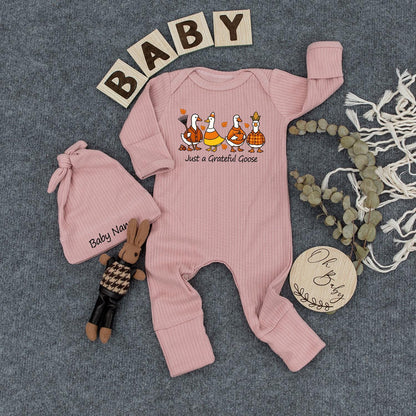 Grateful Goose Baby Bodysuit Fall Thanksgiving Outfit, Cute Infant Romper, Personalized Baby Shower Gift, Autumn Clothes