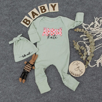 Personalized Strawberry Baby Bodysuit with Name Anni & Kate, Custom Girl Romper, Newborn Outfit, Cute Shower Gift, Soft Cotton Coming Home Clothes (139 chars)