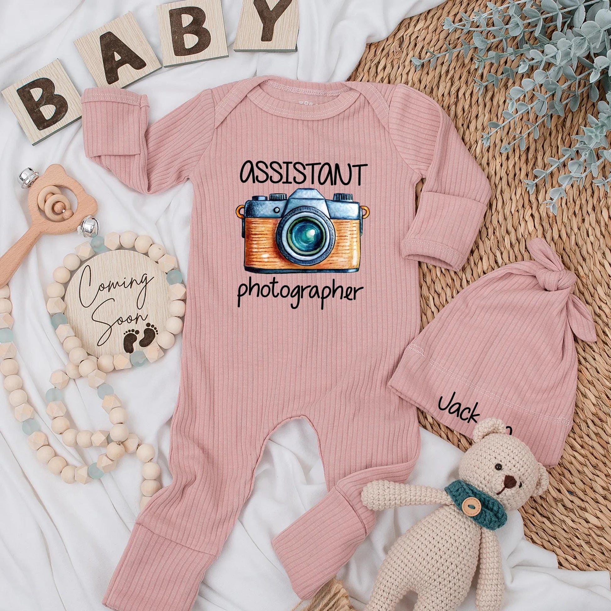 Future Photographer Baby Bodysuit Retro Camera Outfit, Cute Assistant Newborn Clothes, Unique Gift for Photographer Parents, Blue Orange Silver 138 Chars