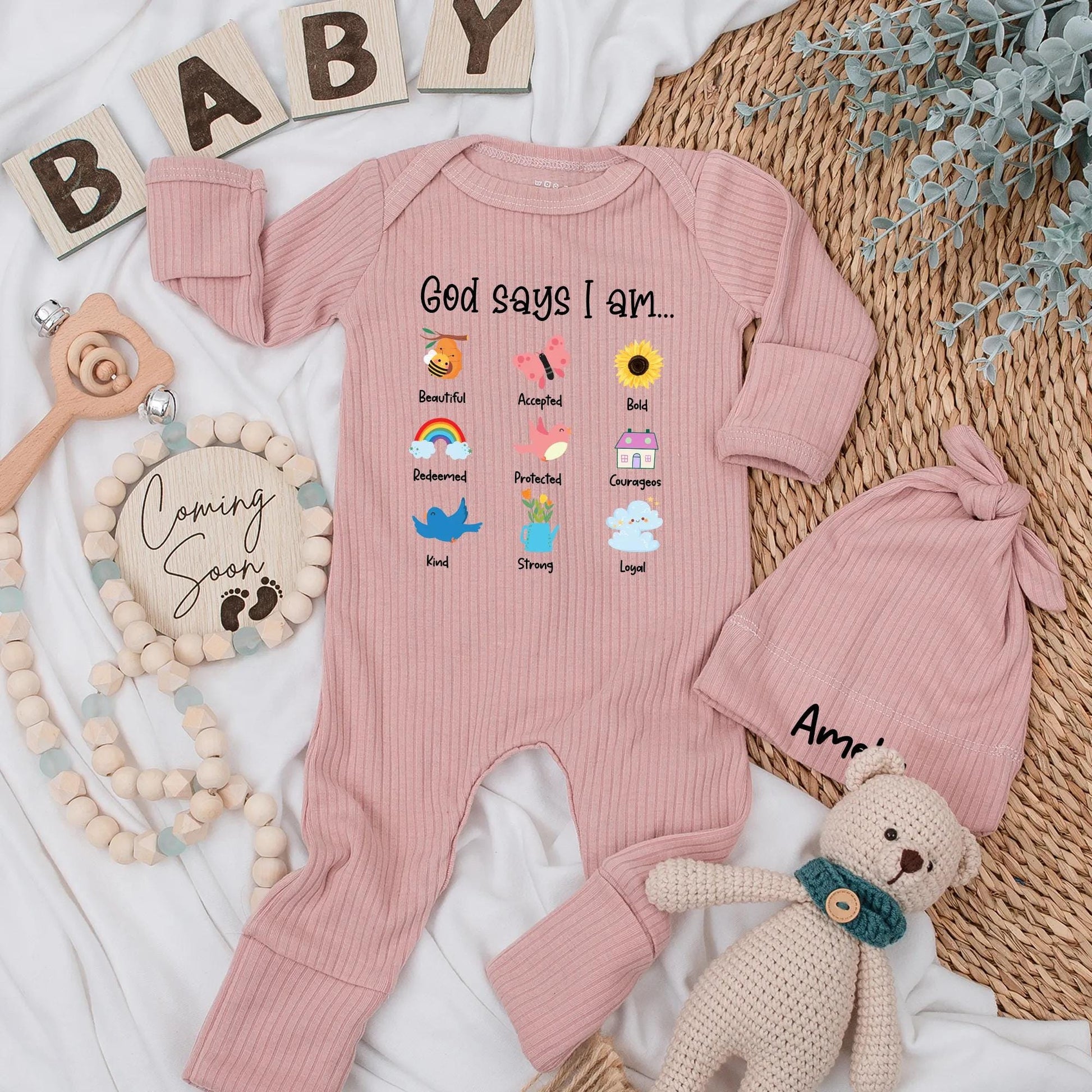 God Says I Am Baby Bodysuit, Cute Christian Baby Girl Outfit, Religious Baby Shower Gift, Newborn Announcement, Cheerful Colors