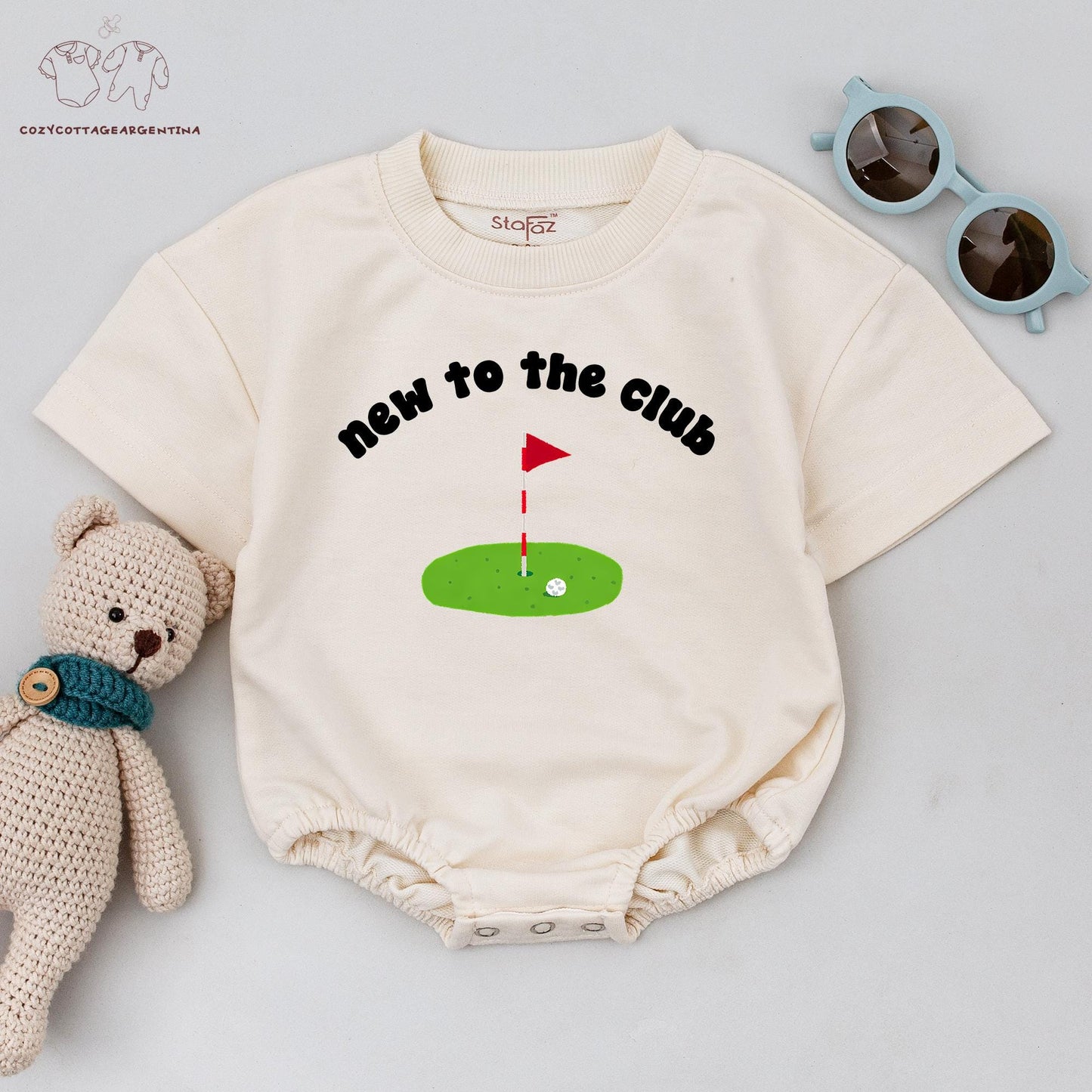 New To The Club Golf Baby Romper: Future Golfing Buddy Bodysuit for Daddy's Little Dude, Golf Birthday Outfit, Funny Baby Clothes & Shower Gift (139)