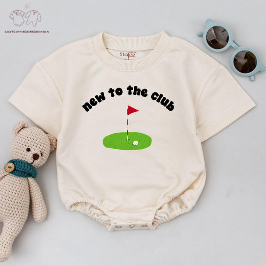 New To The Club Golf Baby Romper: Future Golfing Buddy Bodysuit for Daddy's Little Dude, Golf Birthday Outfit, Funny Baby Clothes & Shower Gift (139)