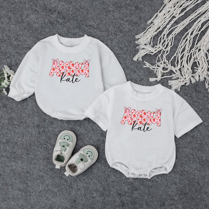 Custom Aunt Kate Strawberry Floral Baby Bodysuit Outfit Personalized Auntie Gift Baby Shower Present Matching Family Shirt