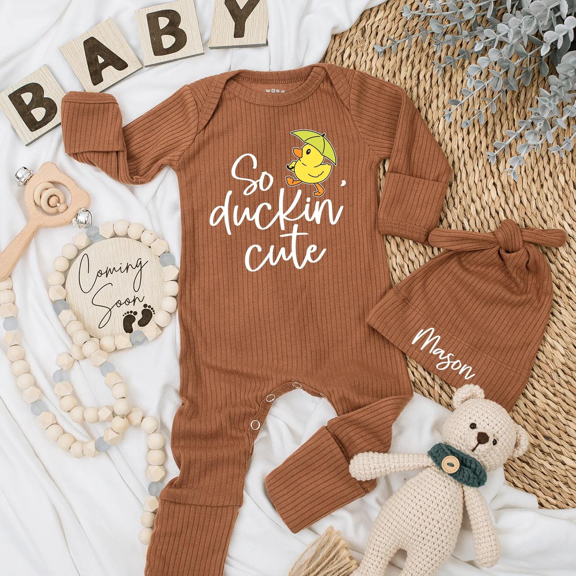 So Duckin' Cute Baby Bodysuit Umbrella Duck Newborn Outfit Funny Infant Clothes Playful Cartoon Cotton Bodysuit New Baby Gift Shower Gift 139 chars