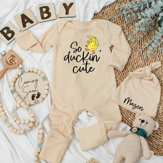 So Duckin' Cute Baby Bodysuit Umbrella Duck Newborn Outfit Funny Infant Clothes Playful Cartoon Cotton Bodysuit New Baby Gift Shower Gift 139 chars