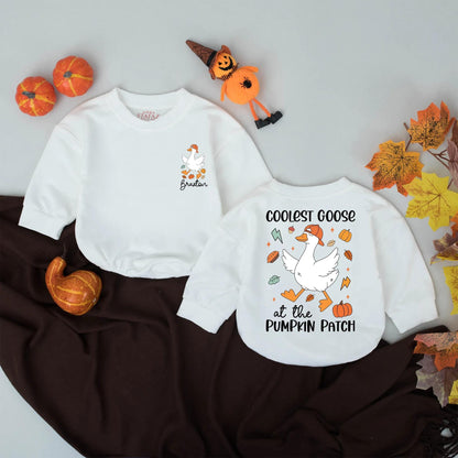 Coolest Goose at the Pumpkin Patch Romper Baby Fall Outfit First Halloween Birthday Bodysuit Spooky Goose Newborn Clothes Gift