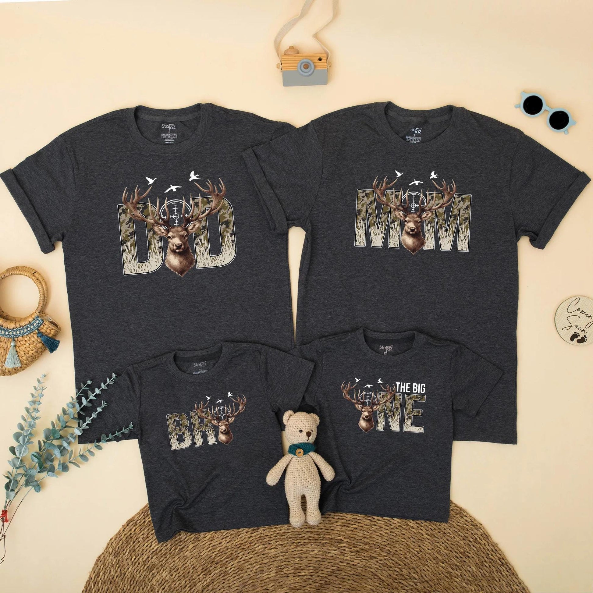 Deer Hunting Birthday Family Matching Shirts The Big One Camo Outfit Mom Dad Wild One Gift