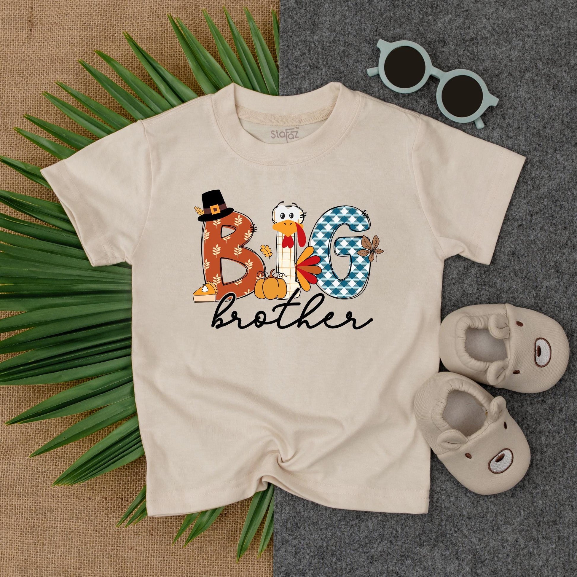 Thanksgiving Big Sister Little Sister Matching Outfit, Turkey & Plaid Fall Tee for Girls, Personalized Autumn Holiday T-Shirt, Custom Sister Set 137