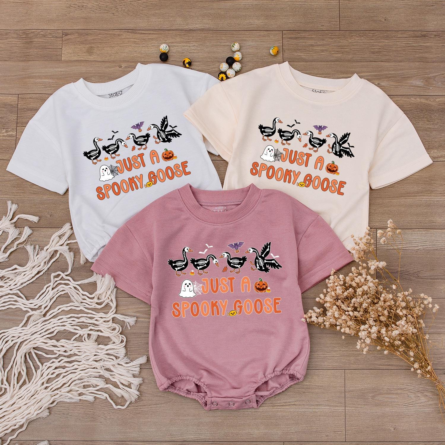 Spooky Goose Baby Halloween Sweatshirt: Cute Fall Toddler Pullover with Pumpkin, Ghost & Bats, Autumn Kids Outfit