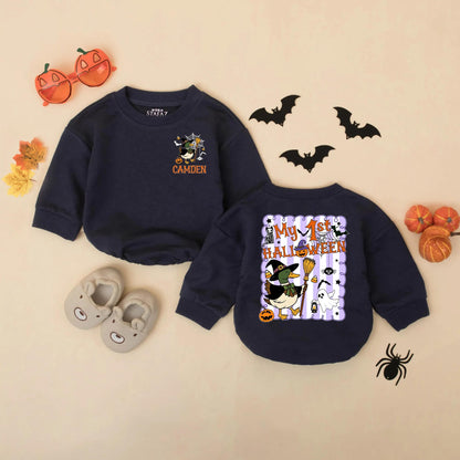 Cute Mallard Witch Halloween Baby Romper My 1st Halloween Custom Name Gift for Boys Girls