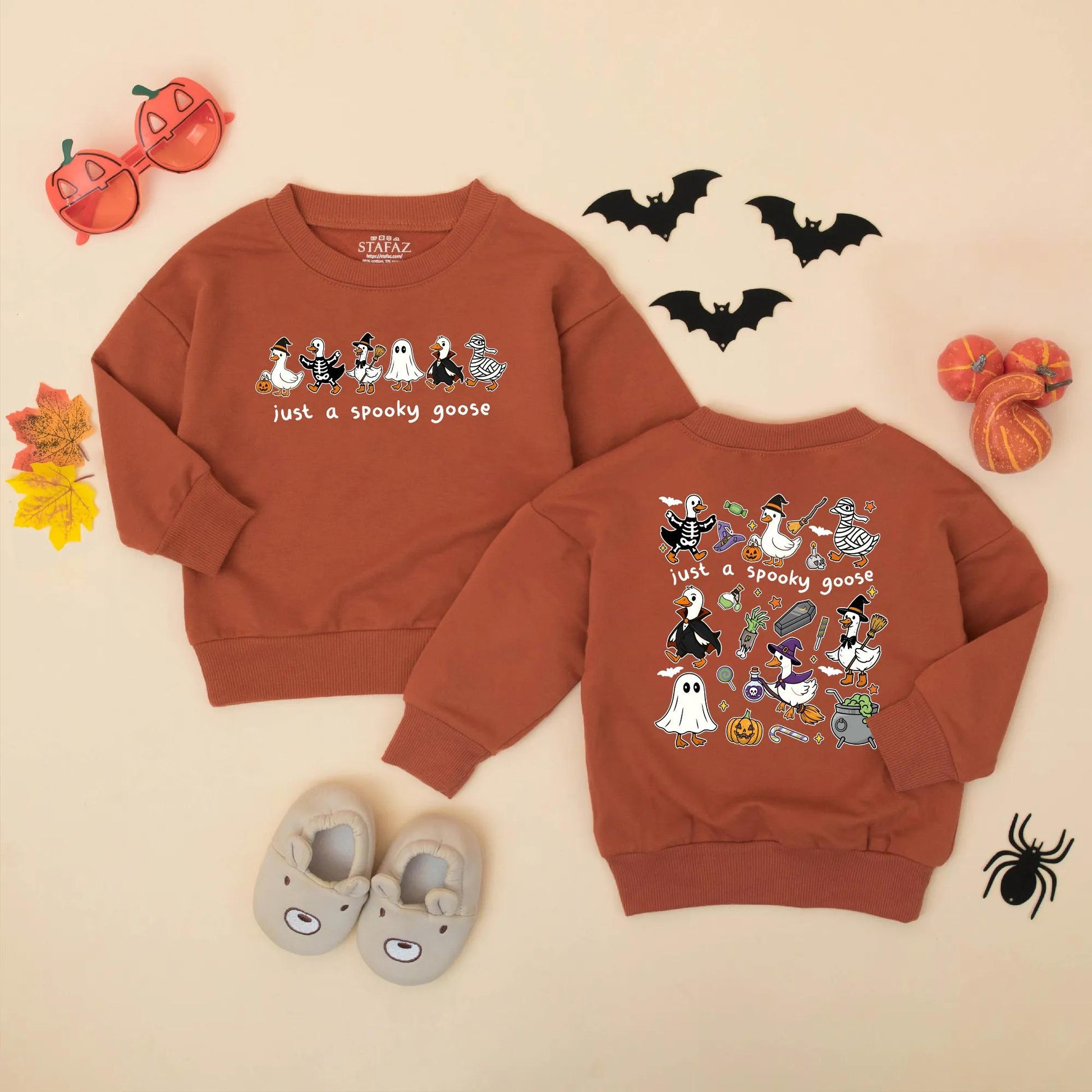 Just a Spooky Goose Baby Romper Funny Halloween Outfit Toddler Sweatshirt Fall Baby Clothes Cozy Halloween Gift